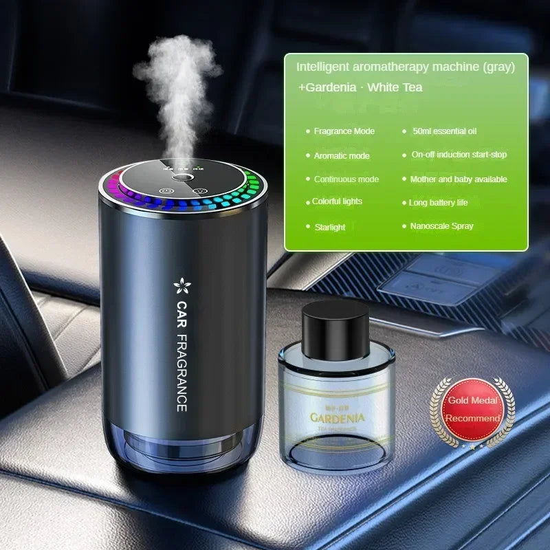 Smart Car Air Freshener Diffuser with Star Ceiling Light & Essential Oils