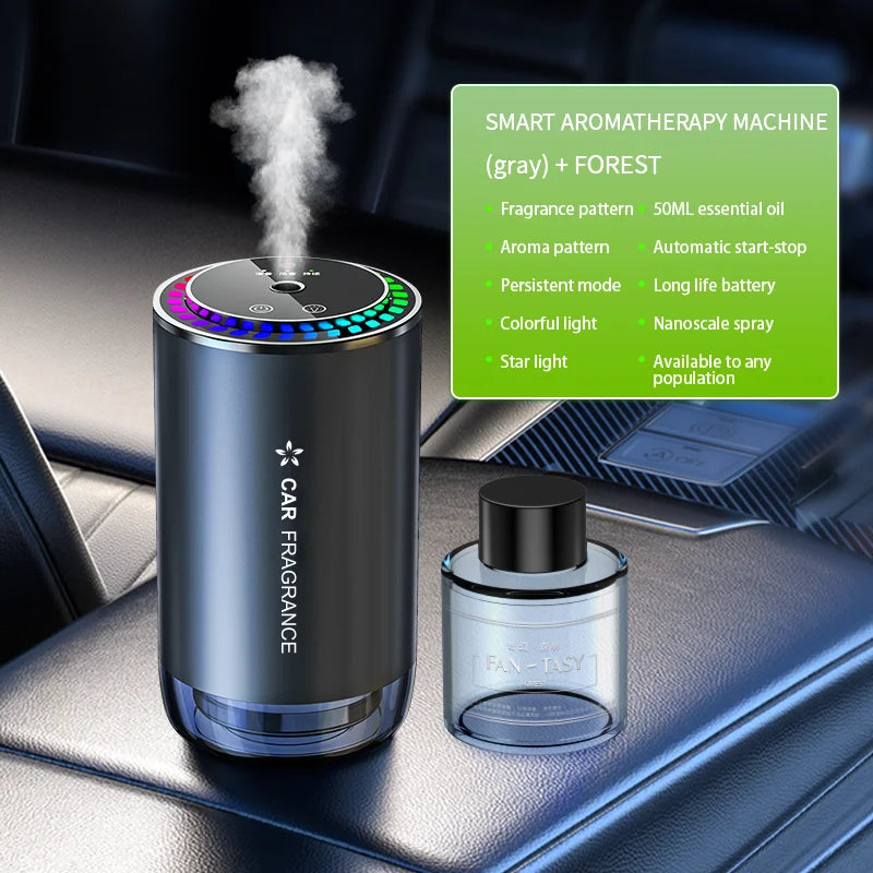 Smart Car Air Freshener Diffuser with Star Ceiling Light & Essential Oils