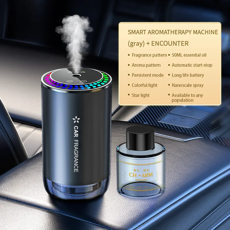 Smart Car Air Freshener Diffuser with Star Ceiling Light & Essential Oils