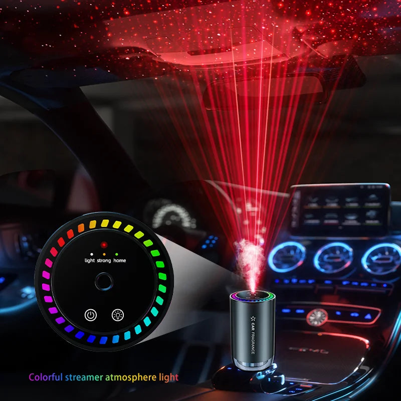 Smart Car Air Freshener Diffuser with Star Ceiling Light & Essential Oils